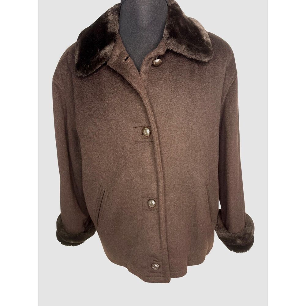 Bromley Collection women Brown Jacket With Faux Fur Collar & Cuffs